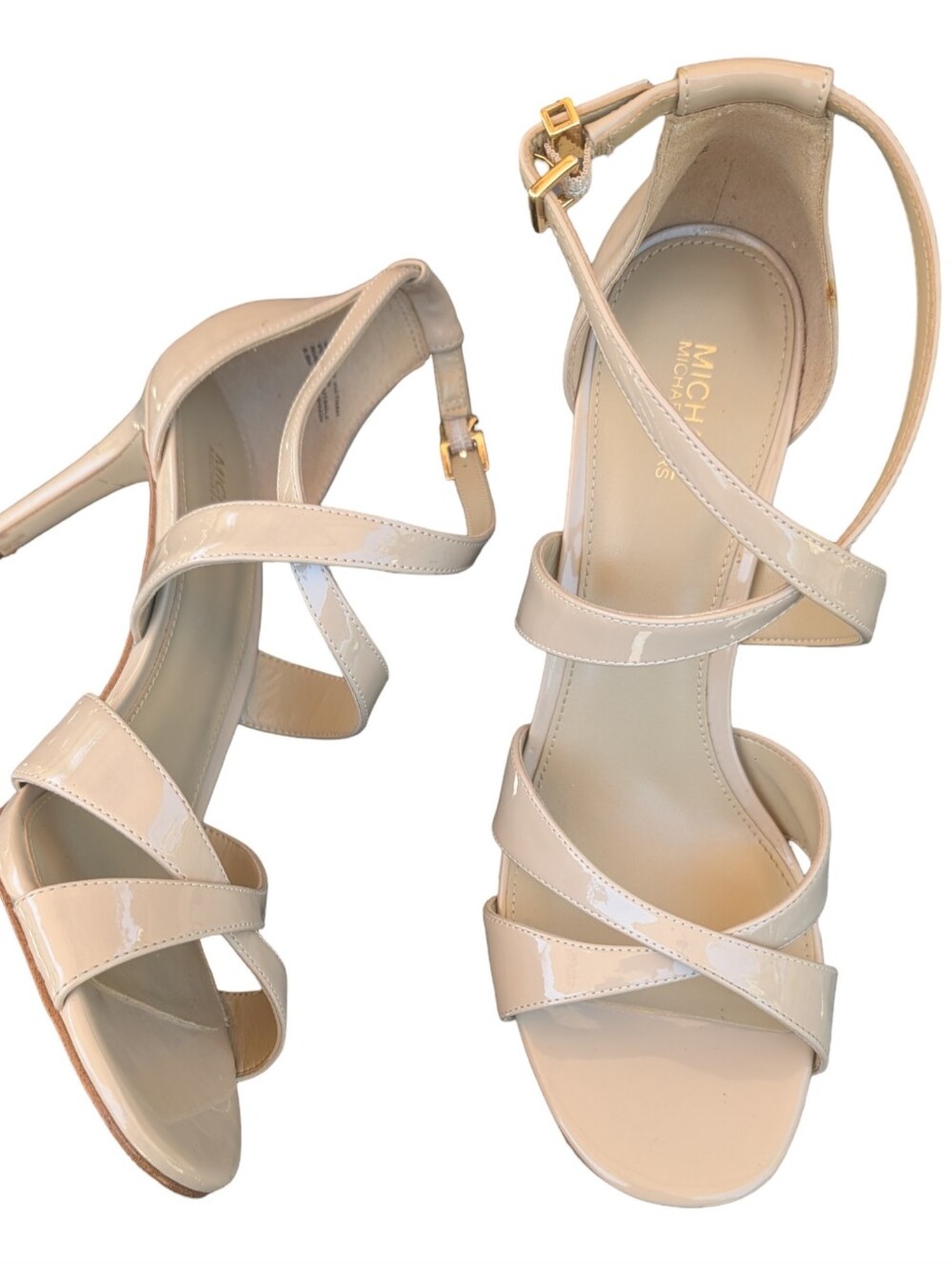MICHAEL Michael Kors Kinsley strappy sandals nude patent leather Size 8.5